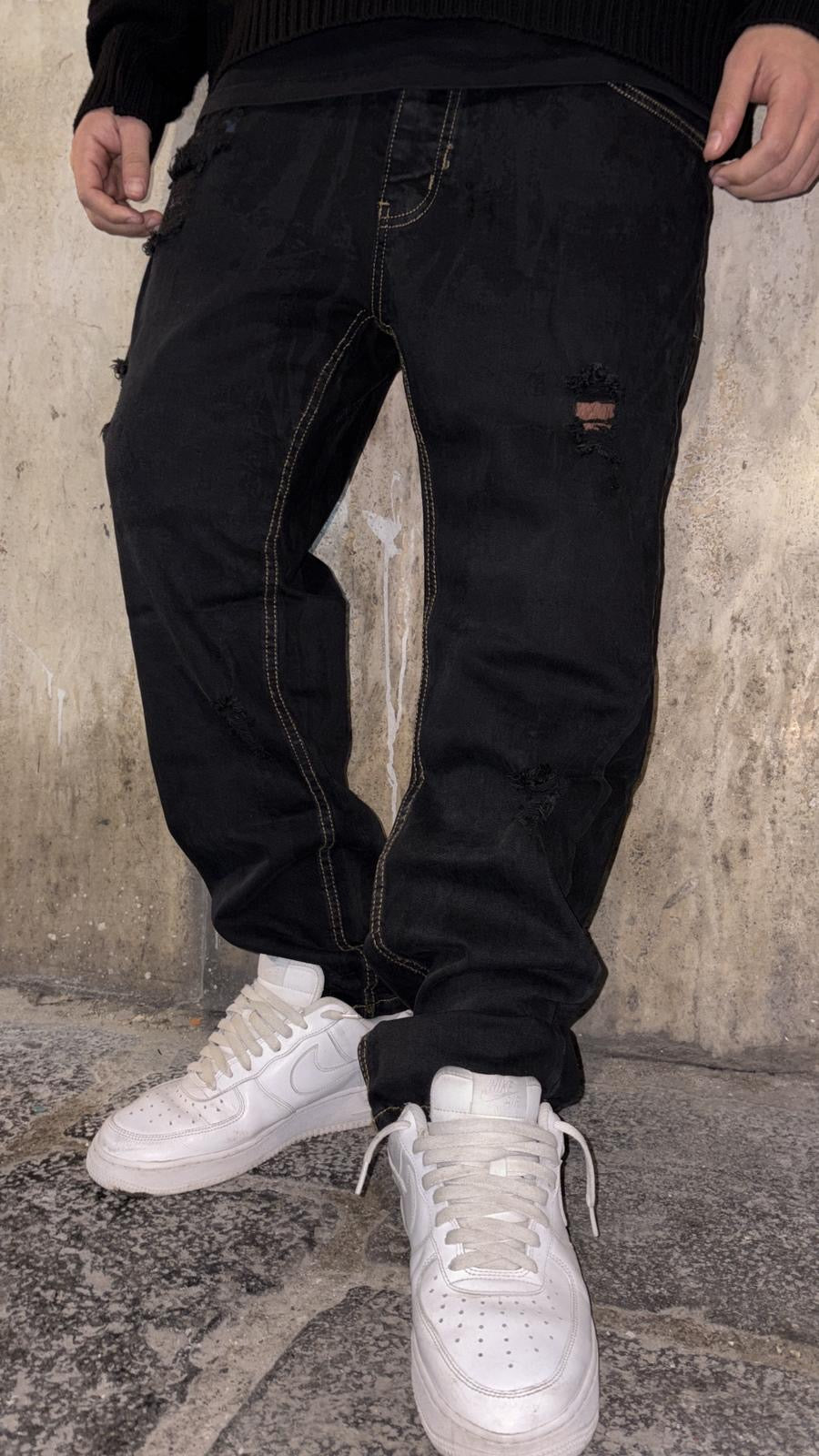 Jeans Nero Effetto Laserato