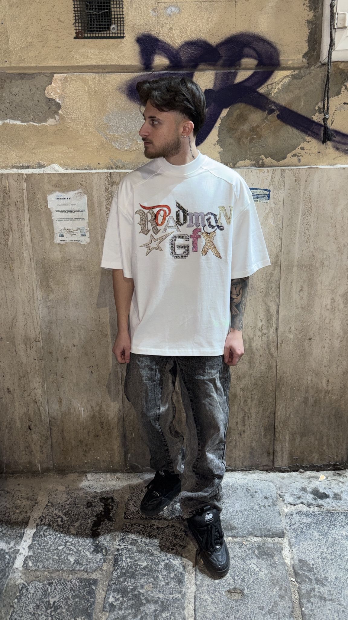 T-Shirt Bianca Maxi Stampa