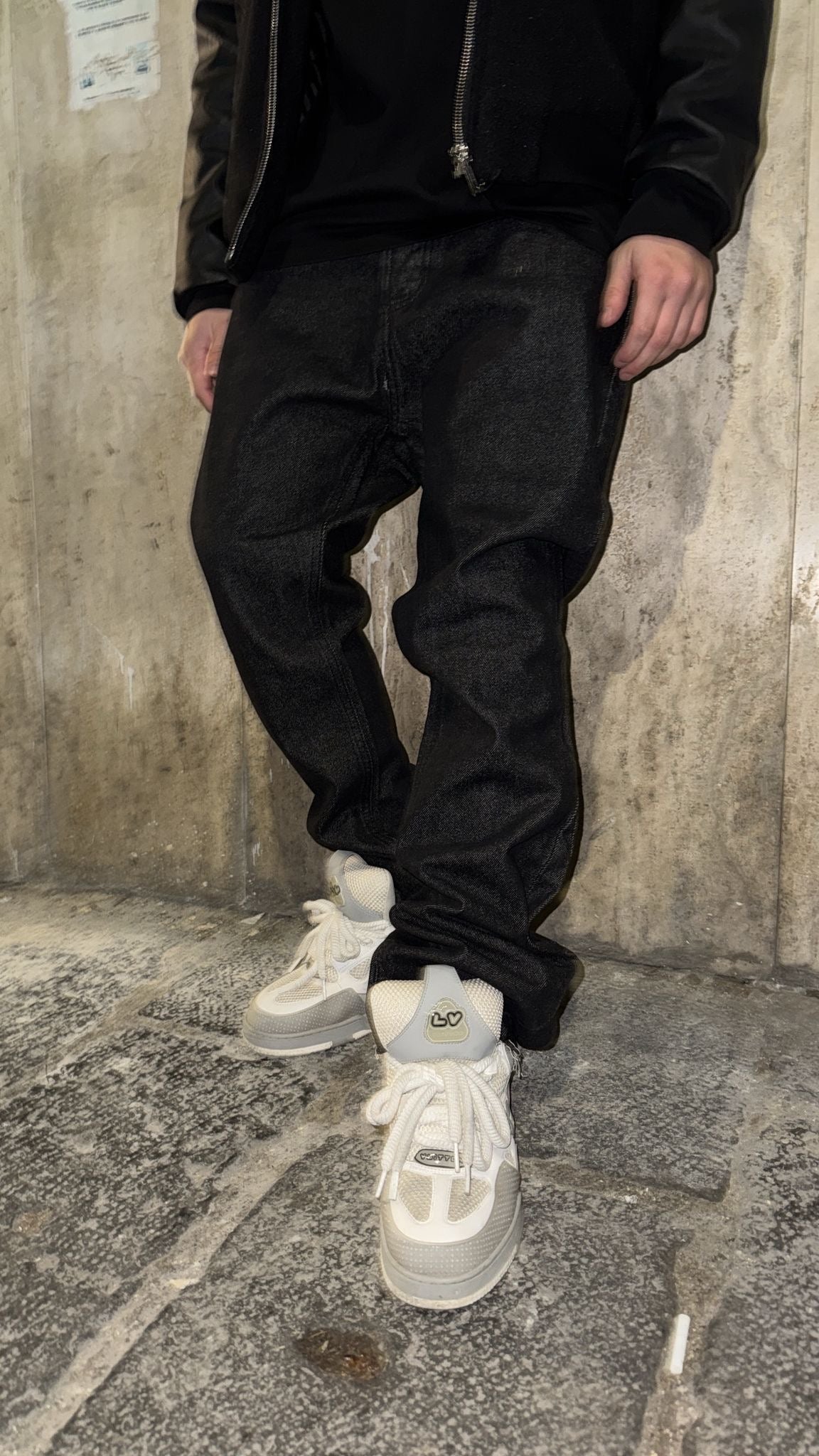 Jeans Nero Effetto Ruvido